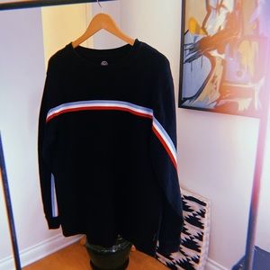 Black Long Sleeve - Red, White, Baby Blue stripe